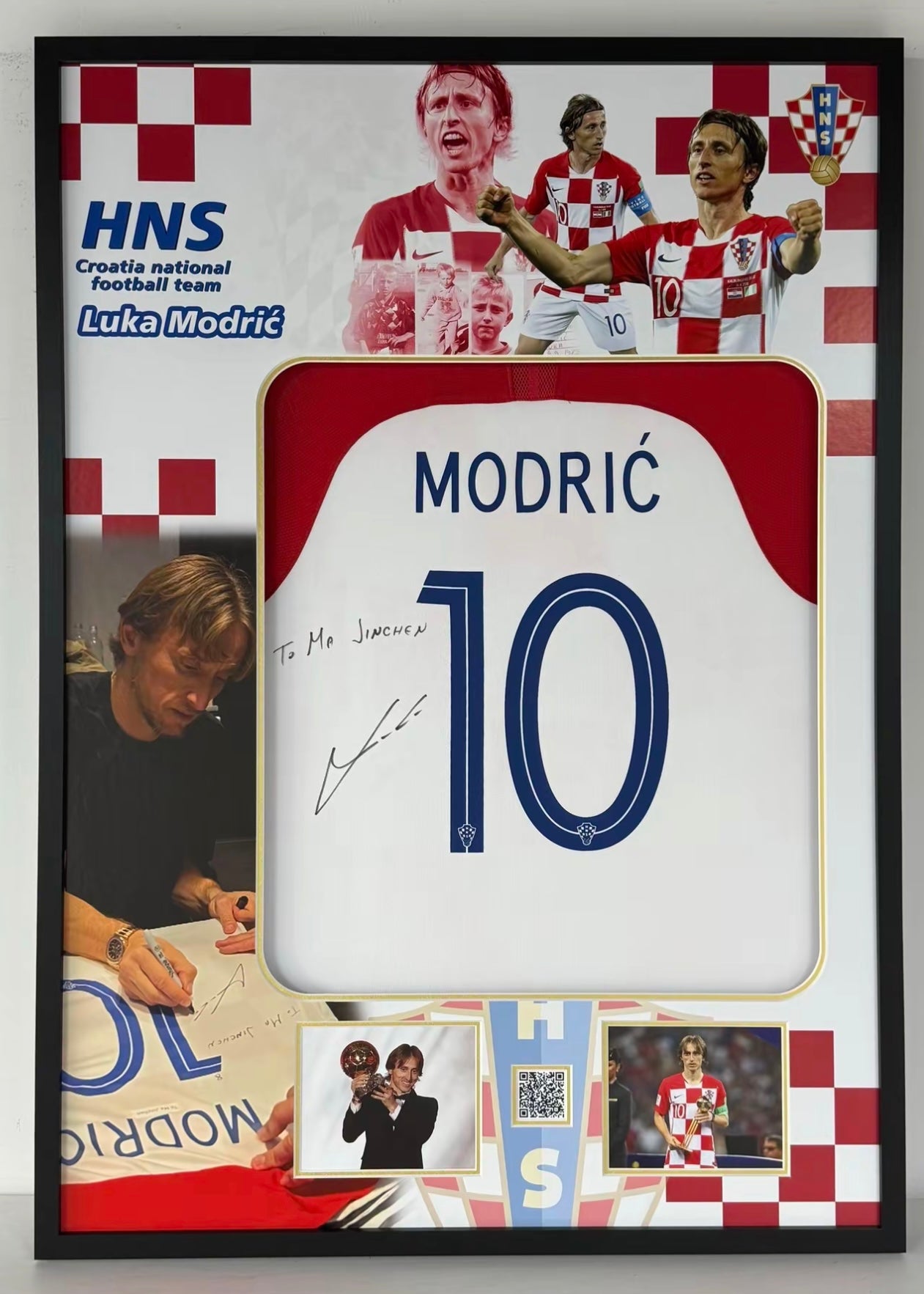 Luka Modric Custom Sports Jersey Display Frame with Decorative Jersey